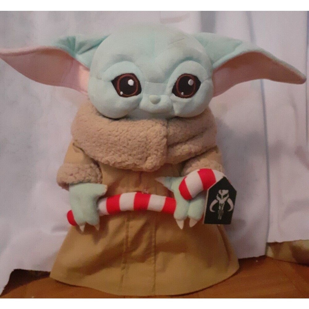 Star Wars THE CHILD Holiday Greeter 18" Plush Baby Yoda holding Candy Cane RARE